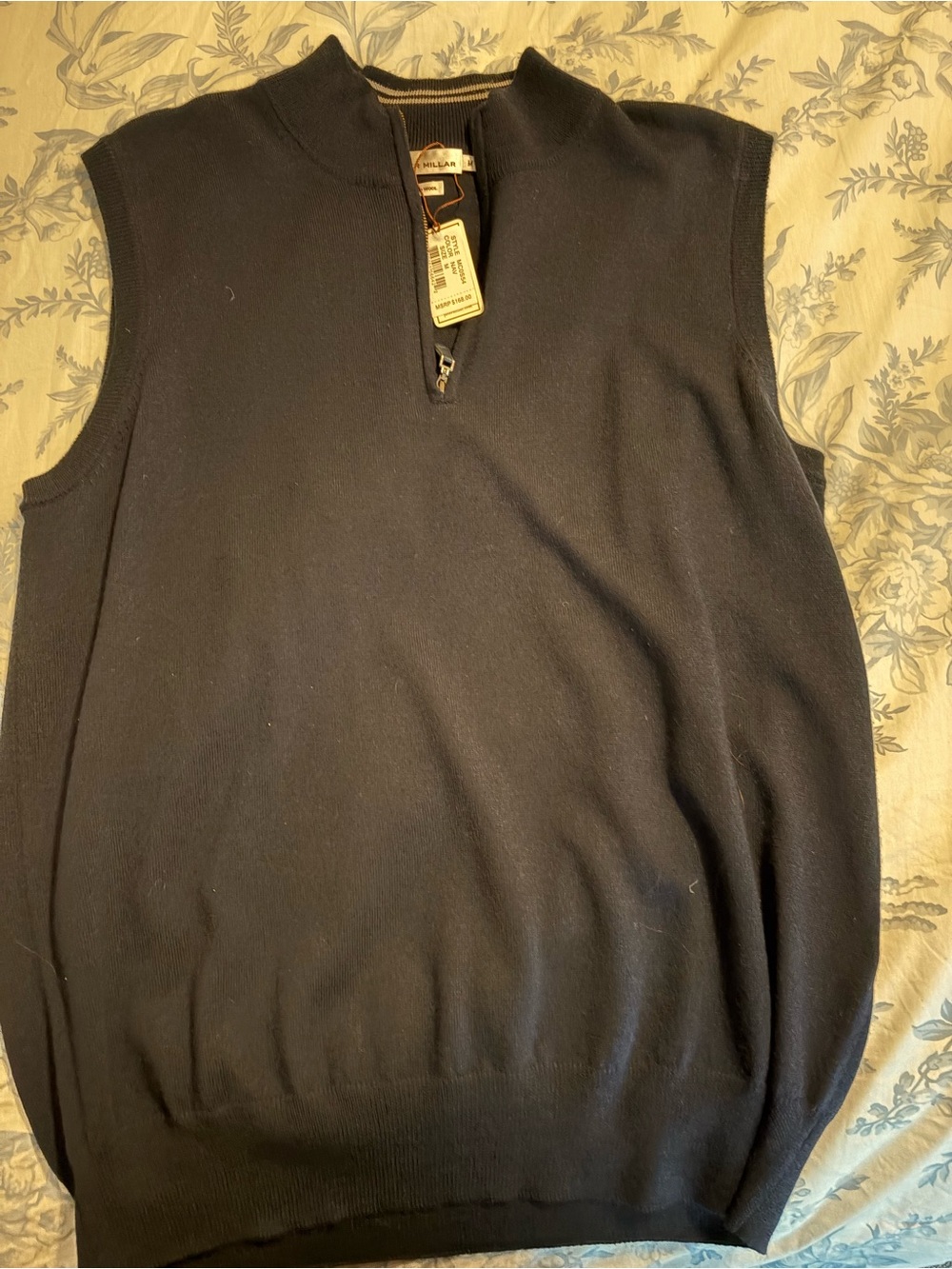 Peter Millar Men's Navy Quarter Zip Sweater Vest